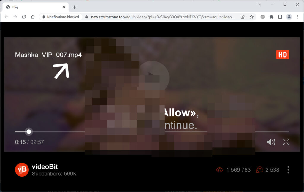 Image: Chrome browser is redirected to Stormstone.top