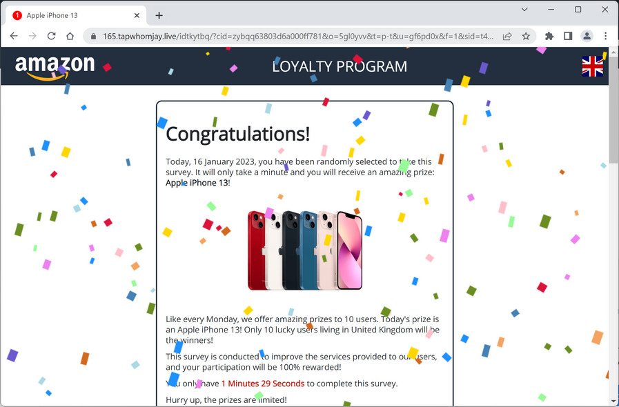 Image: Tapwhomjay.live Fake Amazon Survey