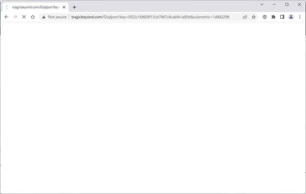 Image: Chrome browser is redirected to Tragicbeyond.com