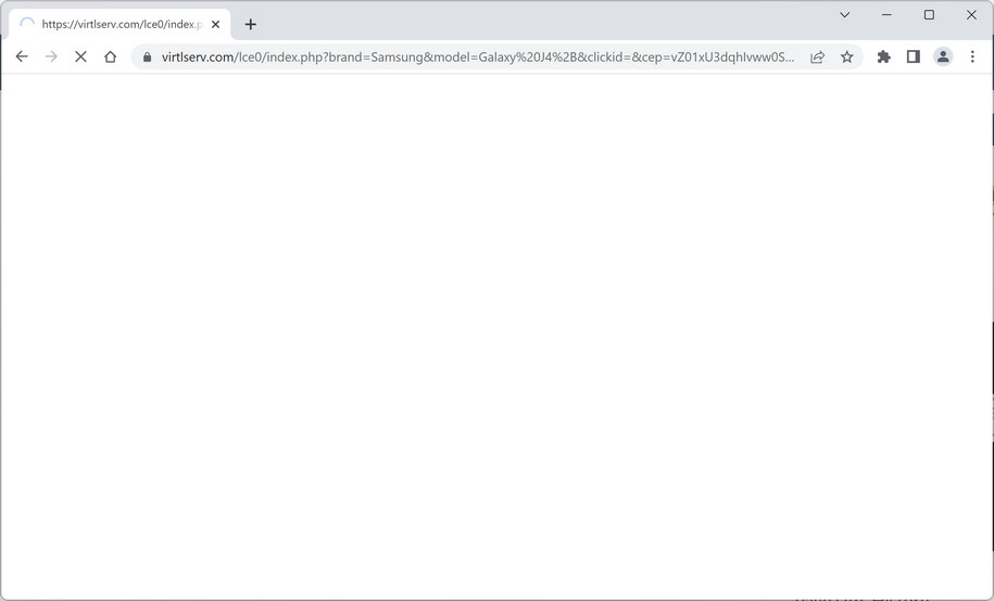 Image: Chrome browser is redirected to Virtlserv.com