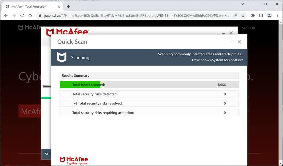 Image: Chrome browser is redirected to Juxens.live