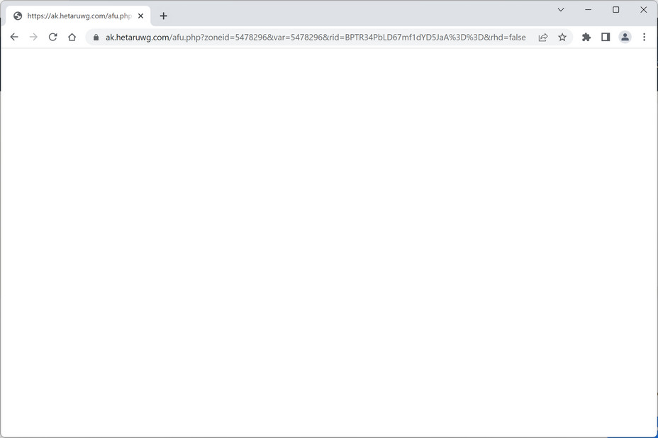 Image: Chrome browser is redirected to Ak.Hetaruwg.com