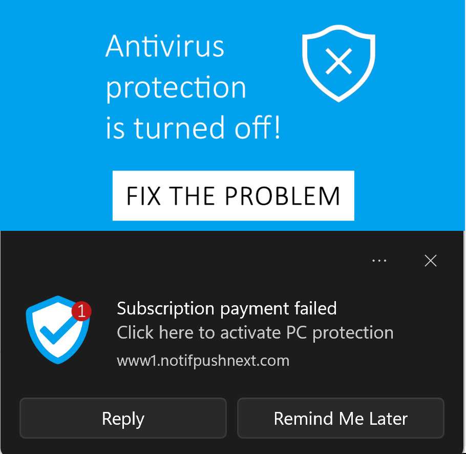 Virus Protection Is Turned Off Pop-up Scam