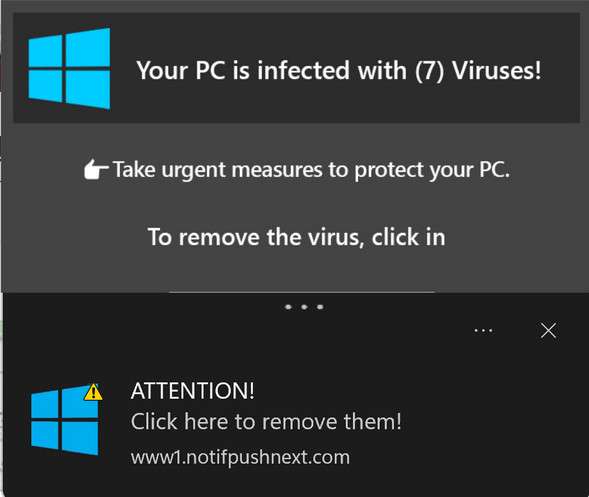 Image: Attention! Virus Detected Pop-up Scam