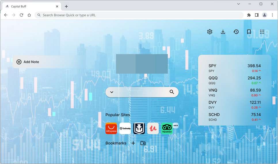 Image: Capital Buff Chrome new tab page