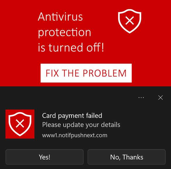 Card Payment Failed Pop-up Ads Scam