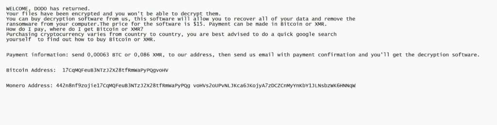 Image: DODO ransomware