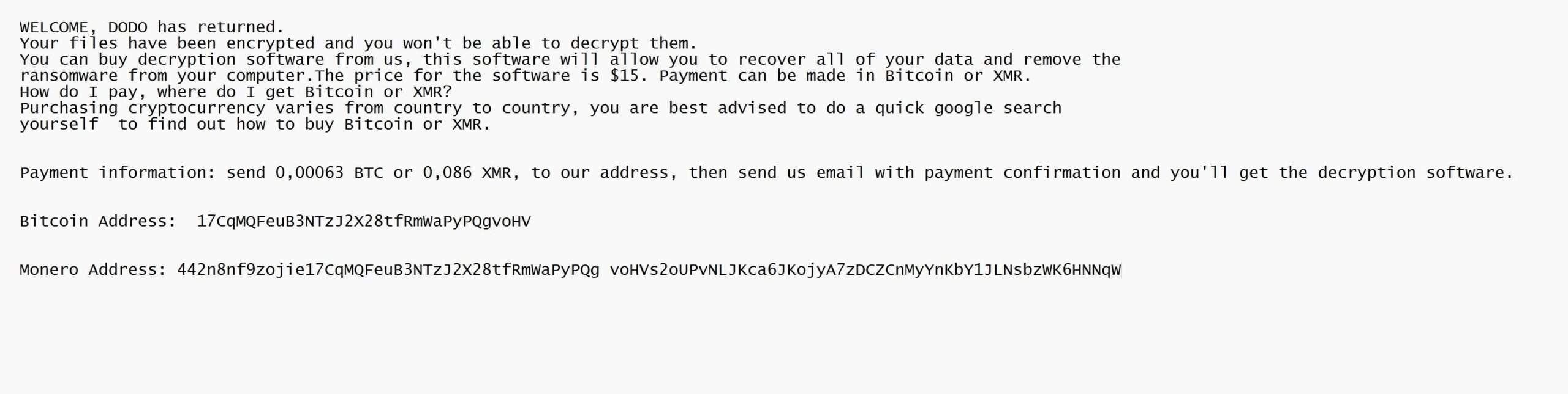 Image: DODO ransomware