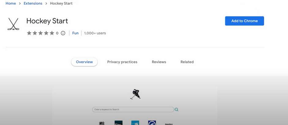 Image: Hockey Start Chrome new tab page