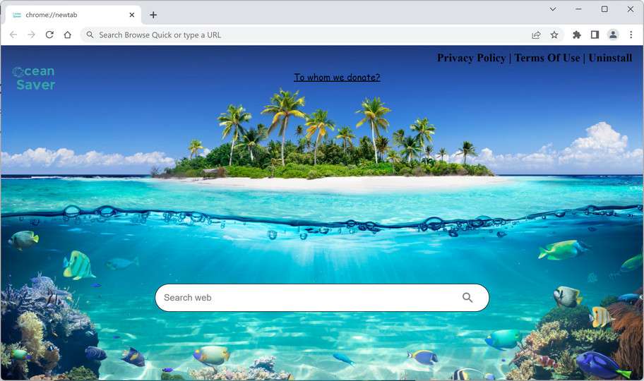 Image: Ocean Saver Chrome new tab page