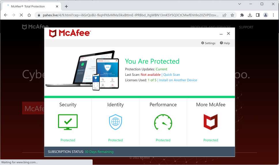 Image: Chrome browser is redirected to Pahex.live