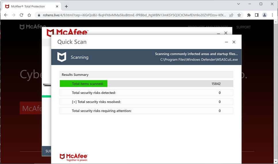 Image: Chrome browser is redirected to Rohens.live