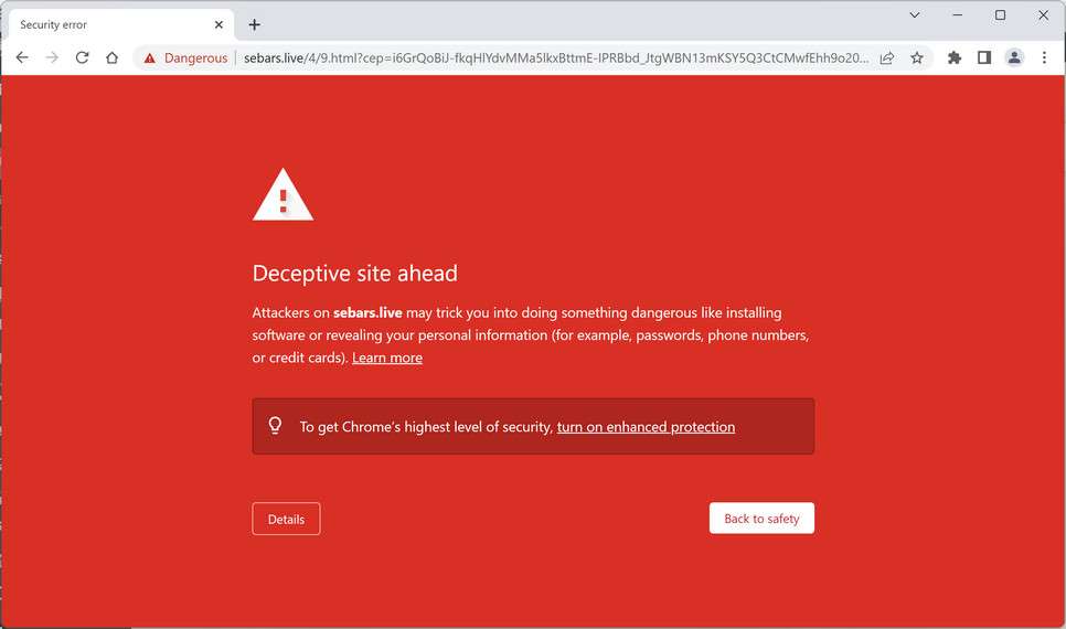 Image: Chrome browser is redirected to Sebars.live