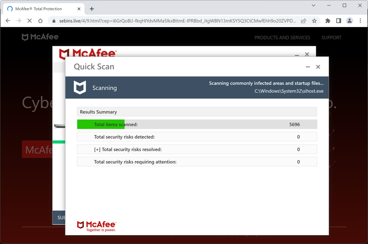 Image: Chrome browser is redirected to Sebins.live