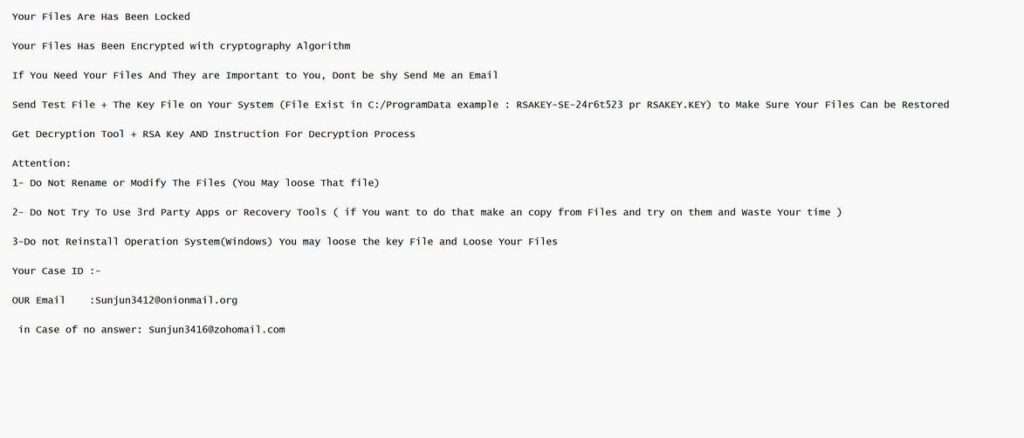 Image: Sunjn ransomware