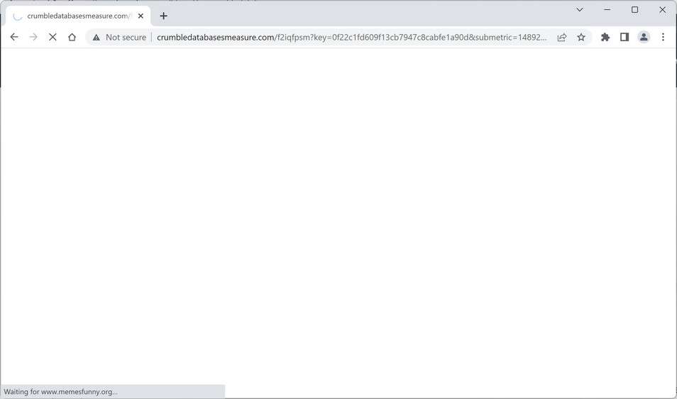 Image: Chrome browser is redirected to the Crumbledatabasesmeasure.com site