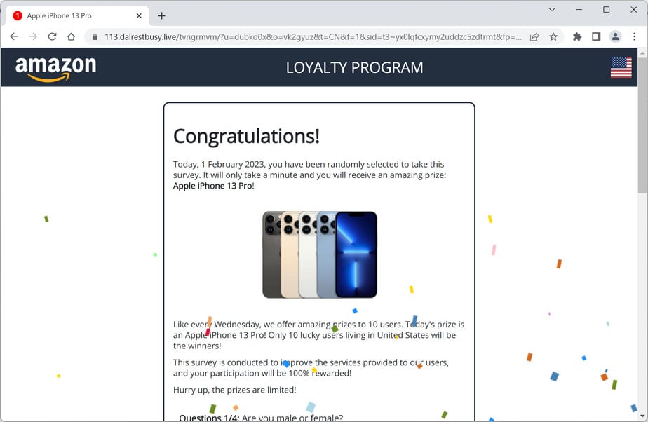 Image: Dalrestbusy.live Survey Scam