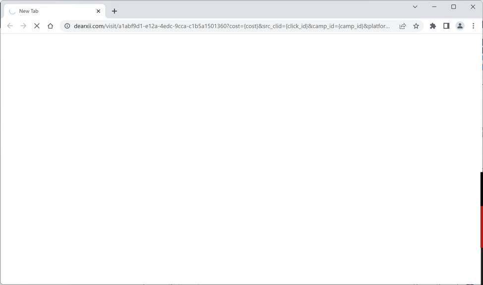 Image: Chrome browser is redirected to the Dearxii.com site