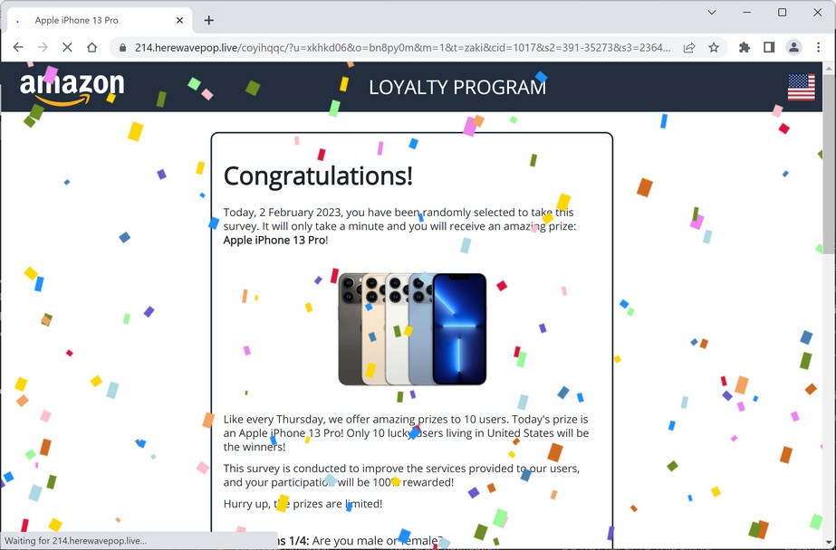Image: Herewavepop.live Survey Scam