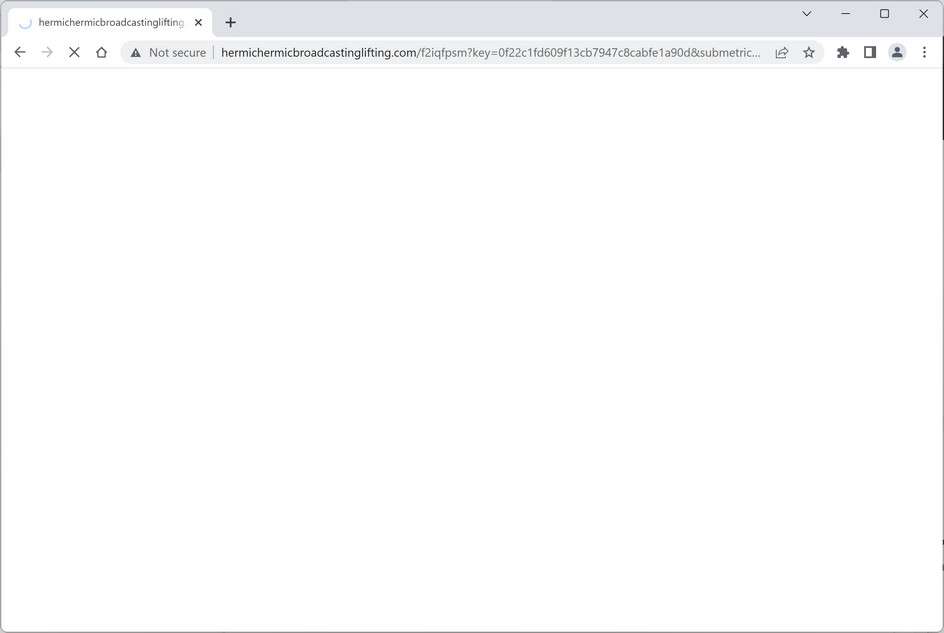 Image: Chrome browser is redirected to the Hermichermicbroadcastinglifting.com site