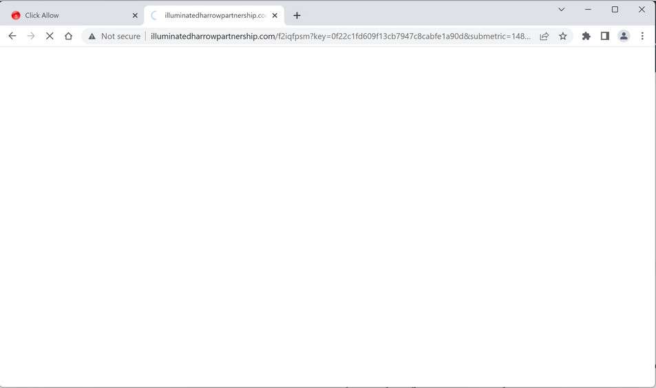 Image: Chrome browser is redirected to the Illuminatedharrowpartnership.com site