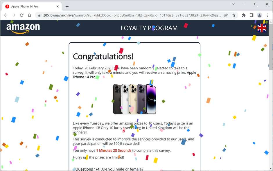 Image: Lownavyrich.live Survey Scam