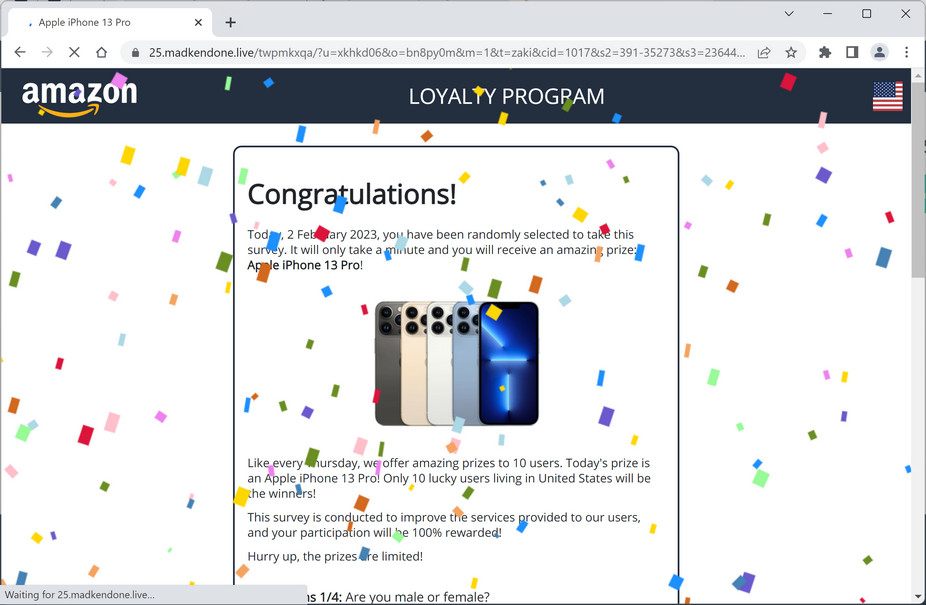 Image: Madkendone.live Survey Scam