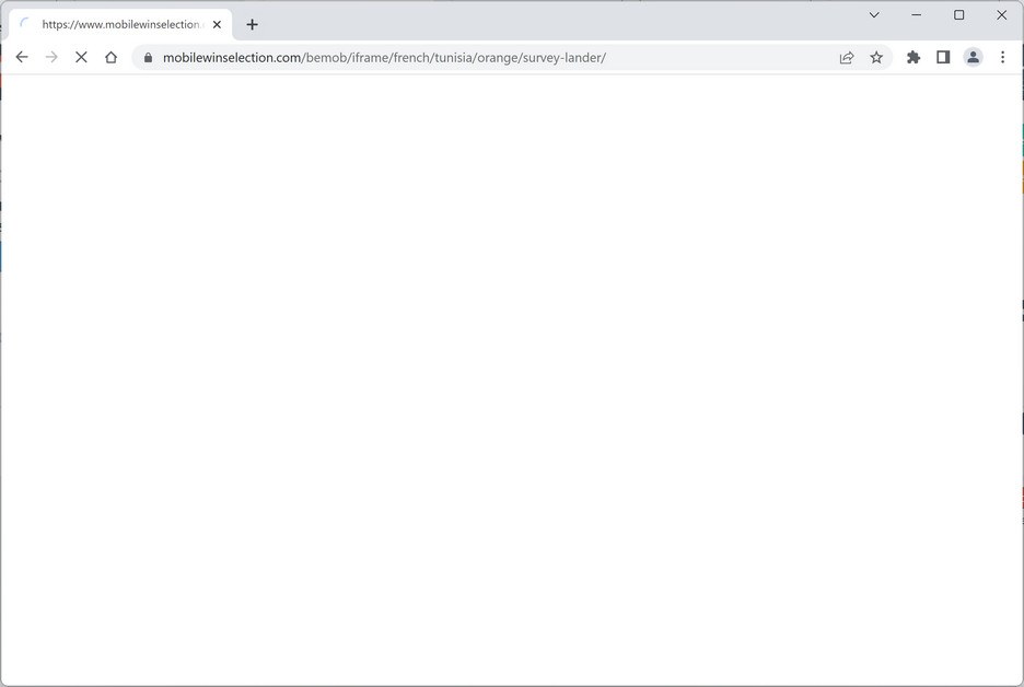 Image: Chrome browser is redirected to the Mobilewinselection.com site