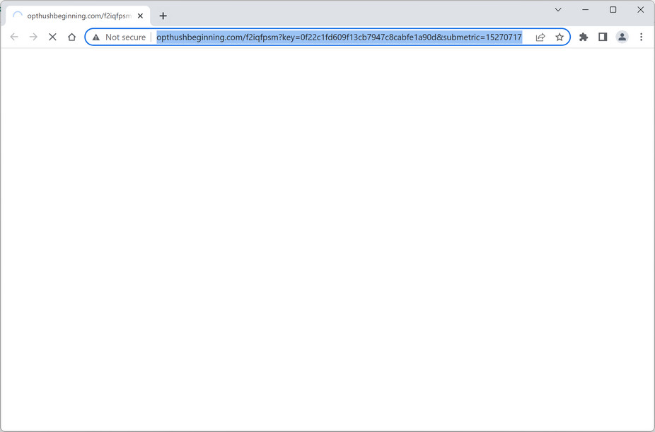 Image: Chrome browser is redirected to Opthushbeginning.com