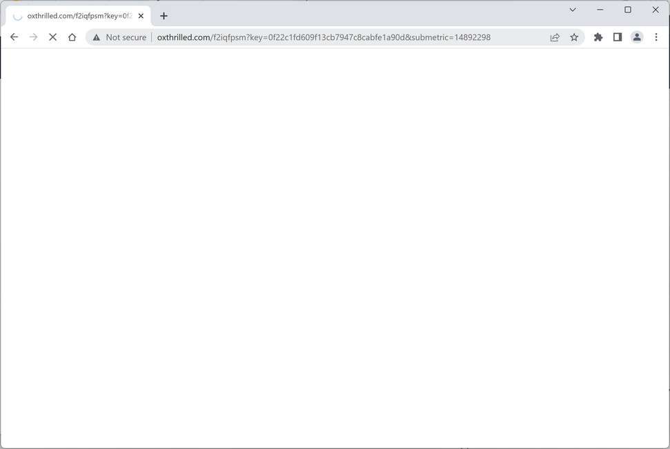 Image: Chrome browser is redirected to the Oxthrilled.com site