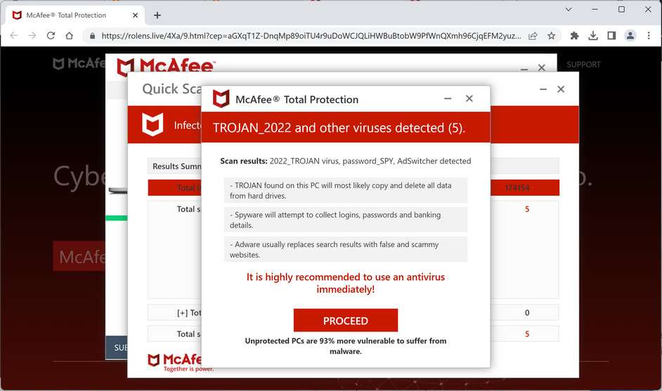 Image: Chrome browser is redirected to Rolens.live