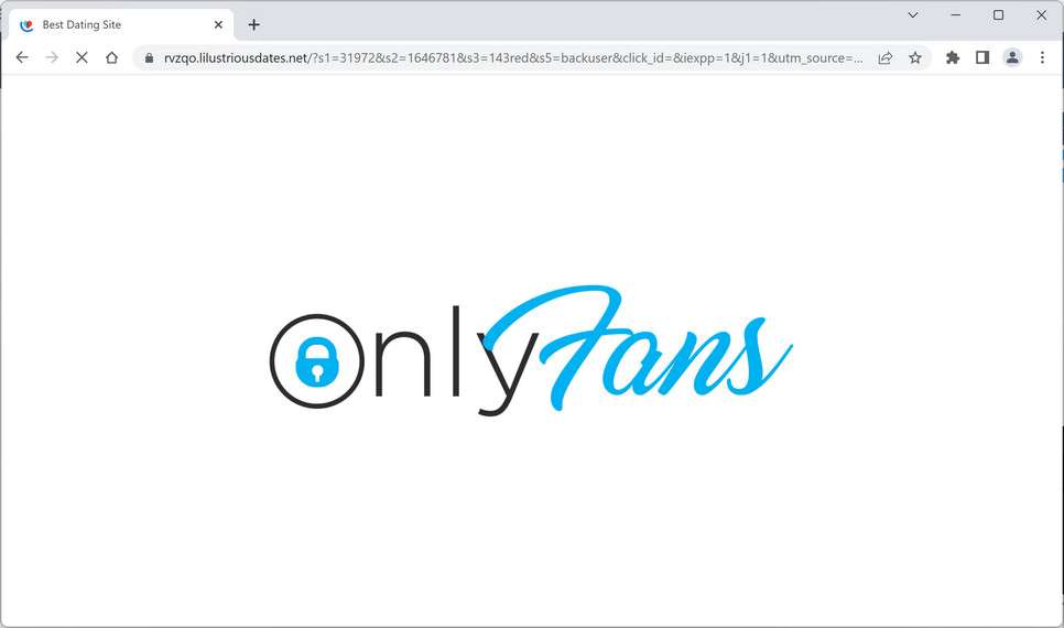 Image: Chrome browser is redirected to the Lilustriousdates.net site
