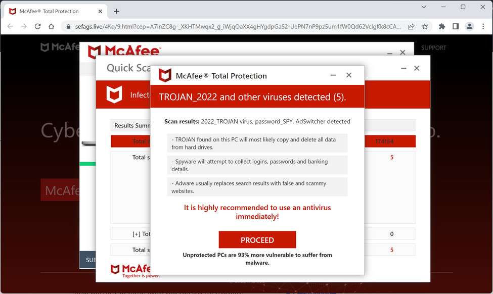 Image: Chrome browser is redirected to Sefags.live