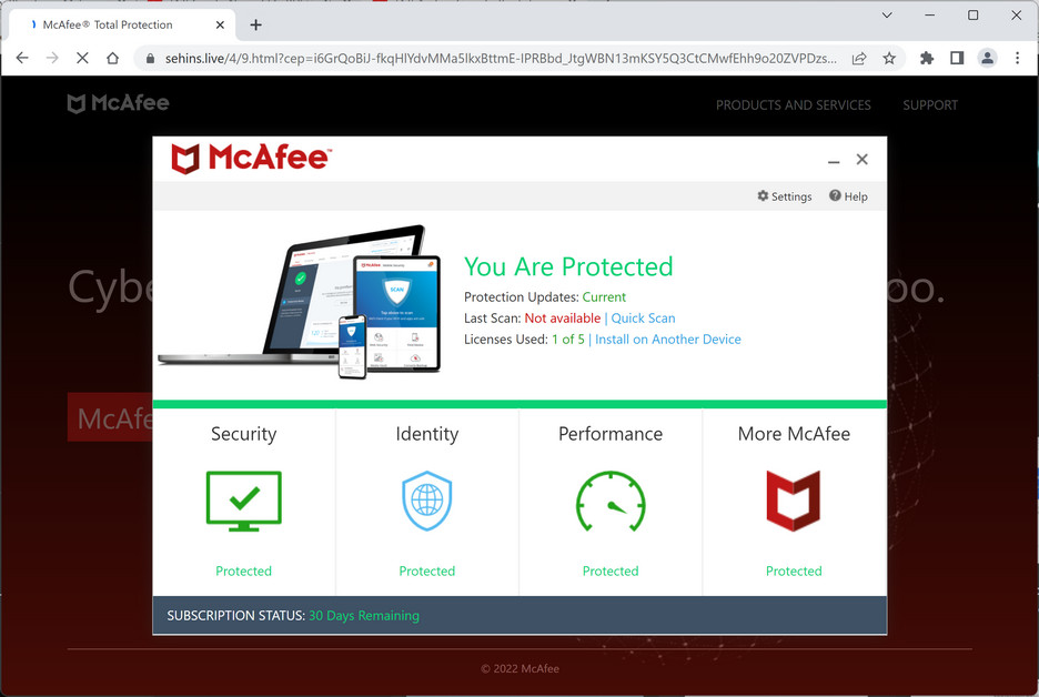 Image: Chrome browser is redirected to Sehins.live