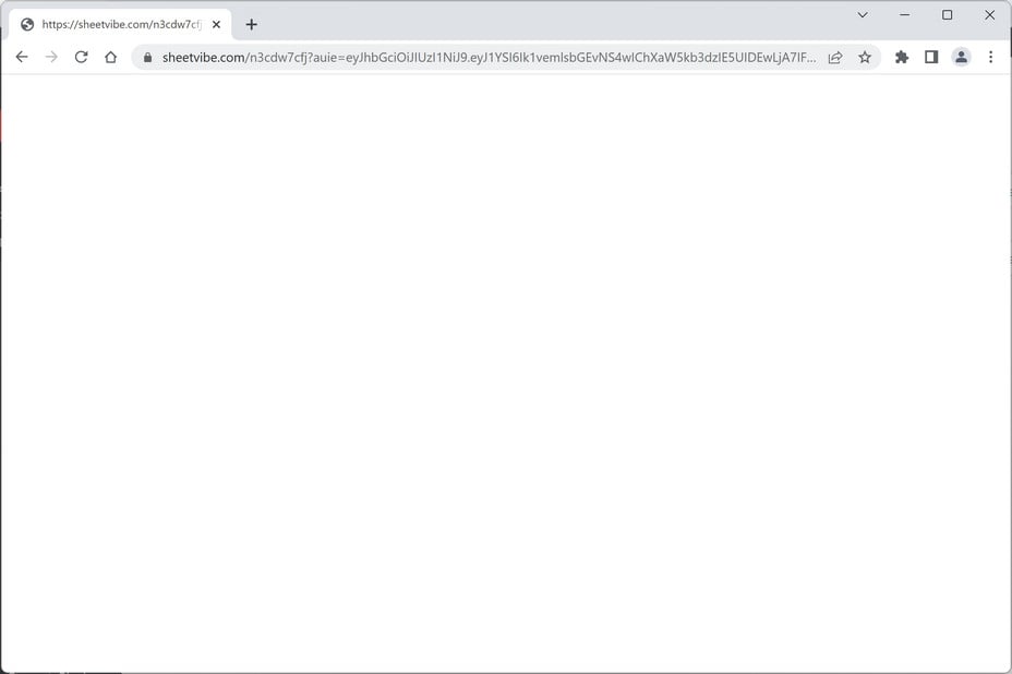 Image: Chrome browser is redirected to Sheetvibe.com