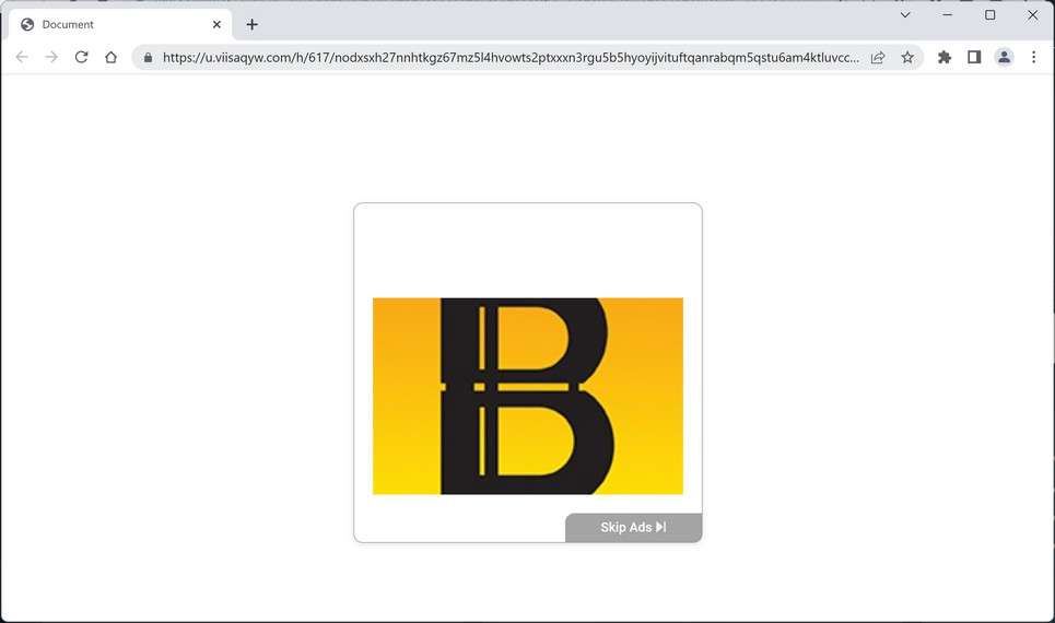 Image: Chrome browser is redirected to the Viisaqyw.com site