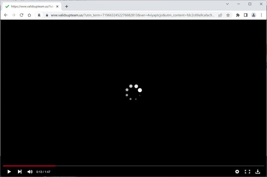 Image: Chrome browser is redirected to Validsupteam.us