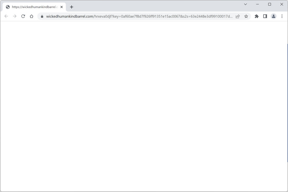 Image: Chrome browser is redirected to Wickedhumankindbarrel.com