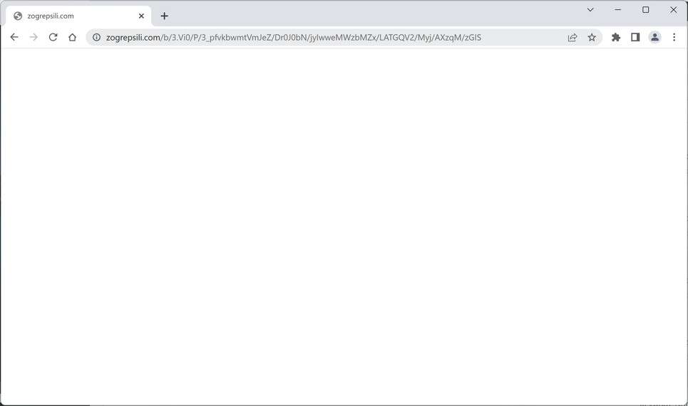 Image: Chrome browser is redirected to the Zogrepsili.com site
