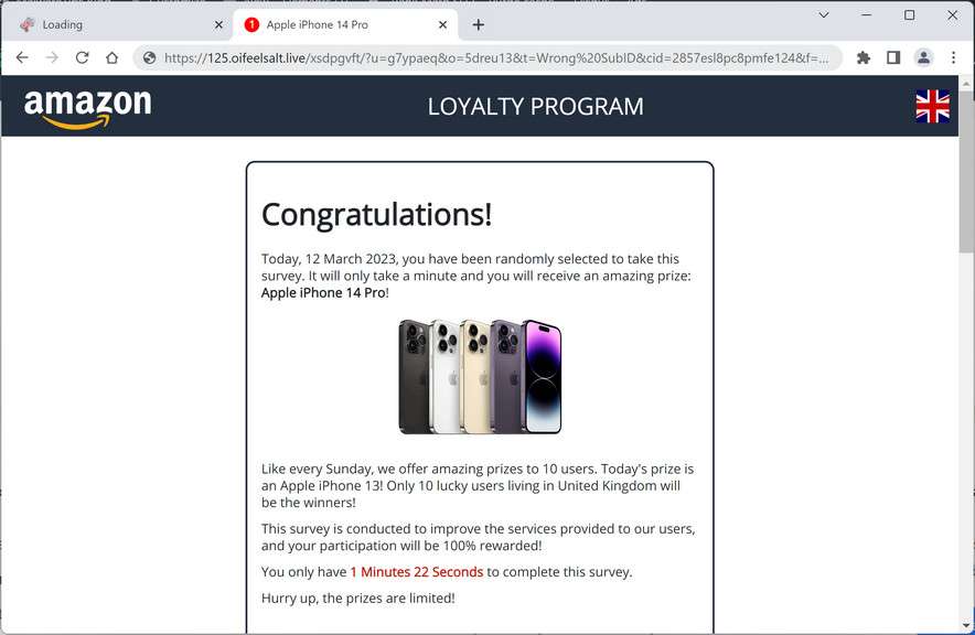 Image: Oifeelsalt.live Survey Scam