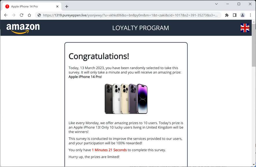 Image: Pureyeppen.live Survey Scam