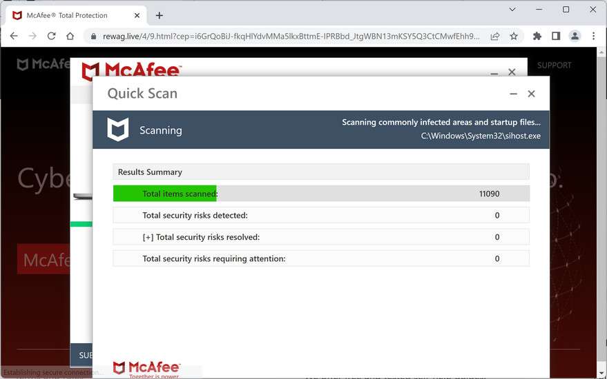 Image: Chrome browser is redirected to Rewag.live