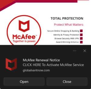 Activate McAfee Service Scam