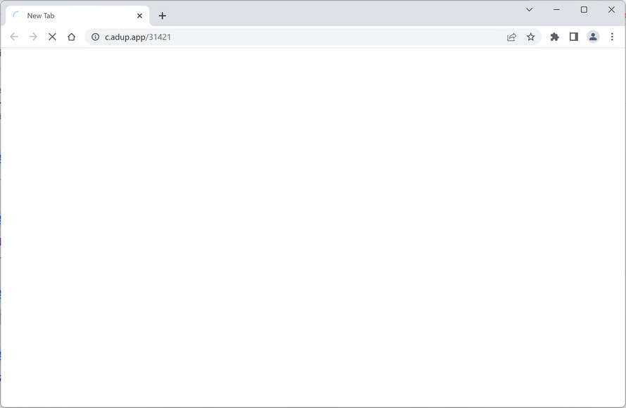 Image: Chrome browser is redirected to the Adup.app site