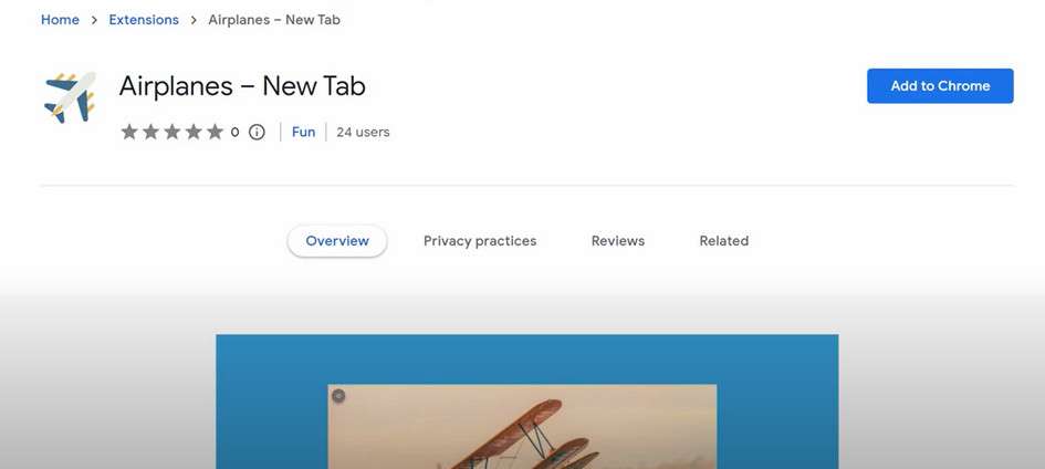 Image: Airplanes - New Tab Chrome new tab page