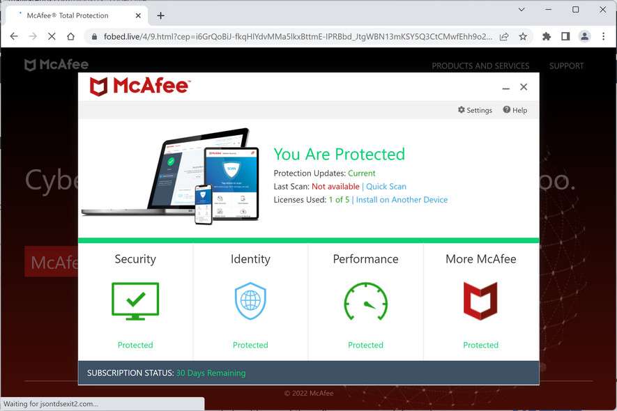 Image: Chrome browser is redirected to Fobed.live