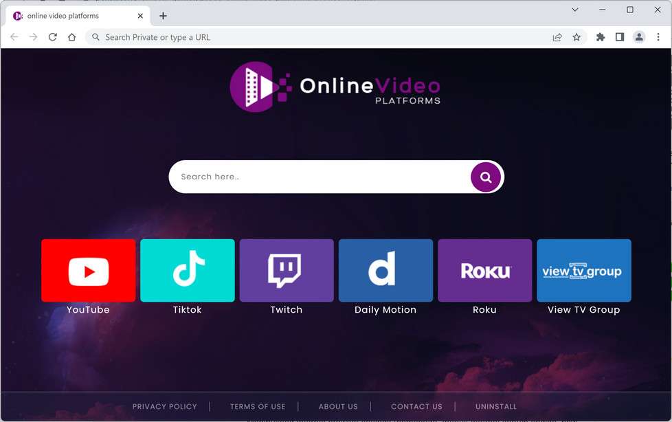 Image: Online Video Platforms Browser Hijacker