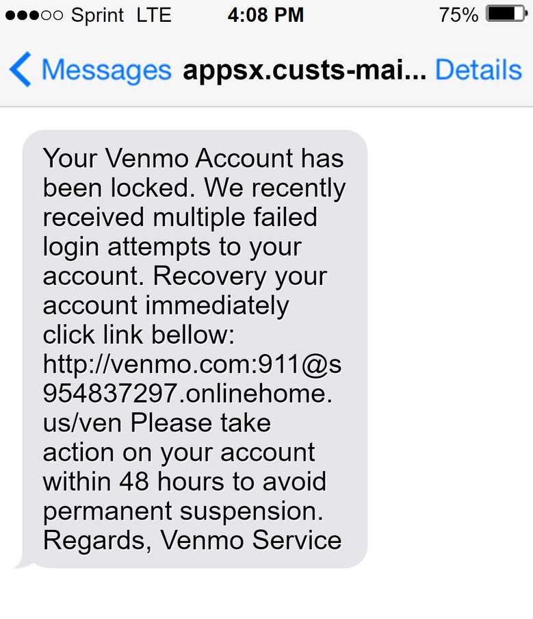 Venmo Account Has Been Locked Text Message Scam