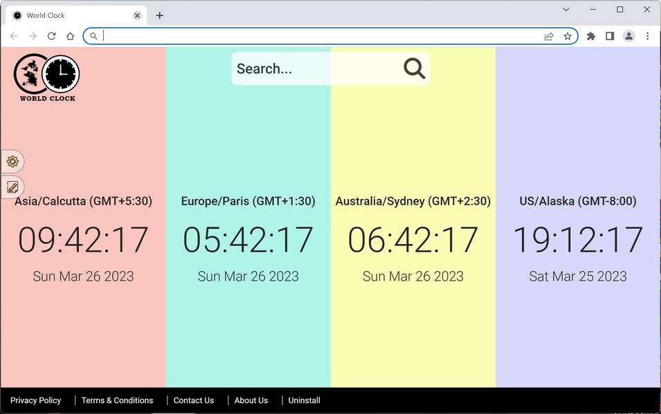 Image: World Clock Chrome new tab page