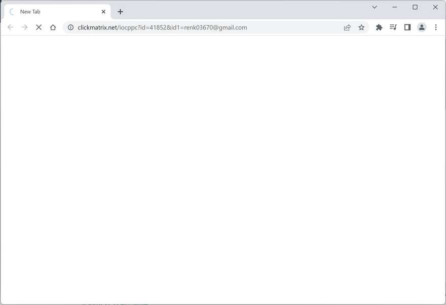 Image: Chrome browser is redirected to the Clickmatrix.net site